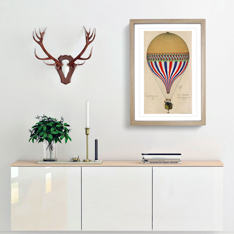 Hot Air Balloon in France - Framed Print, 36cm H x 27cm W x 2cm D, Oak Framed