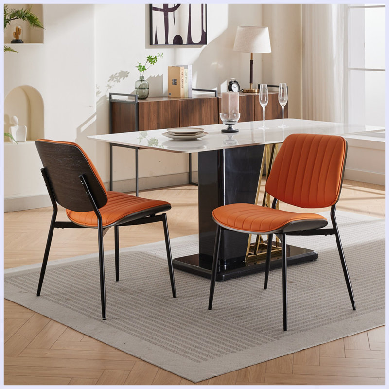Titus Upholstered Dining Chairs, Orange, 2