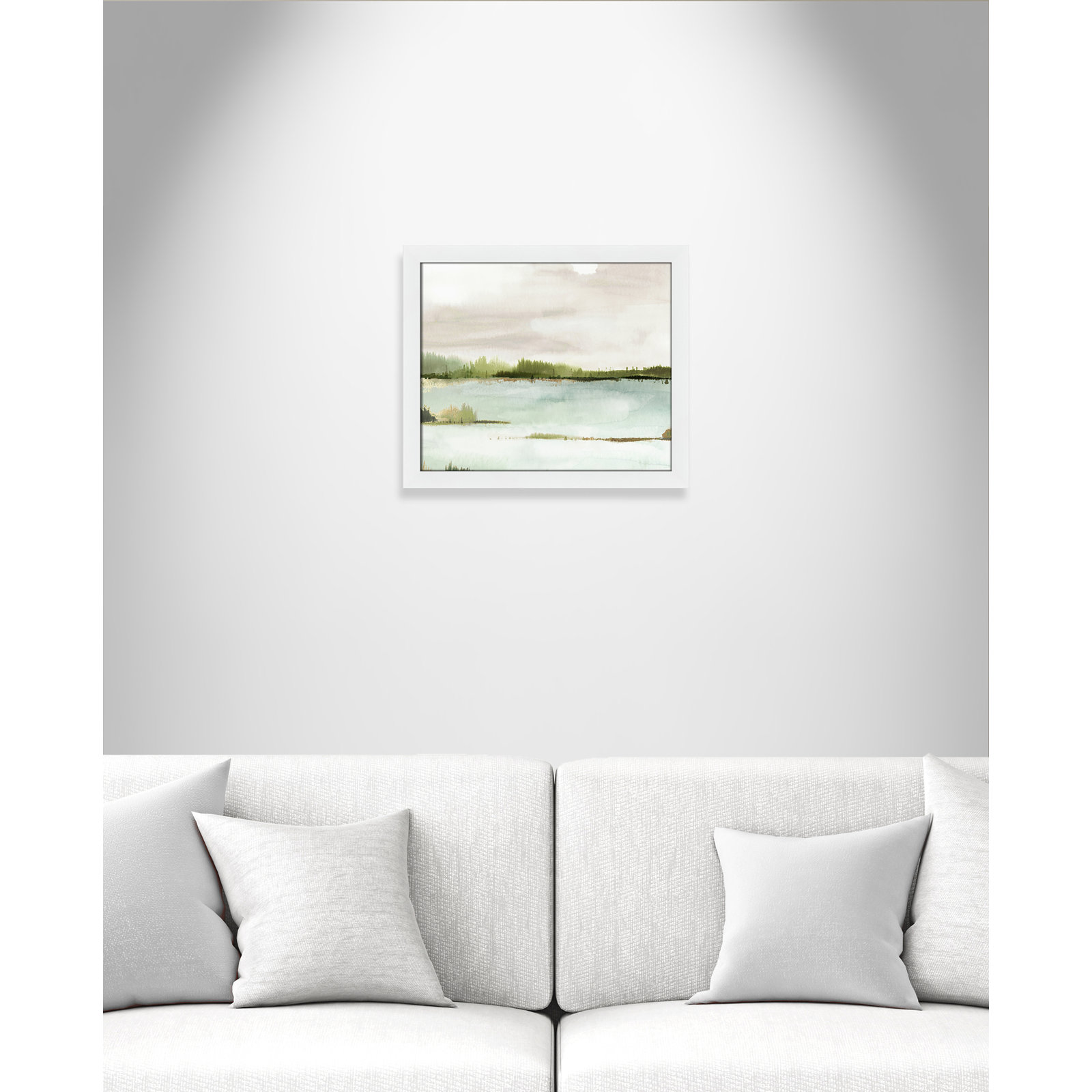 Adamsville "Silent Lake" Painting, 17" H x 20" W x 1.12" D, White Framed