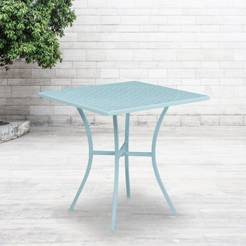 Chanea 28" Commercial Grade Steel Patio Table by Flash Furniture, Sky Blue