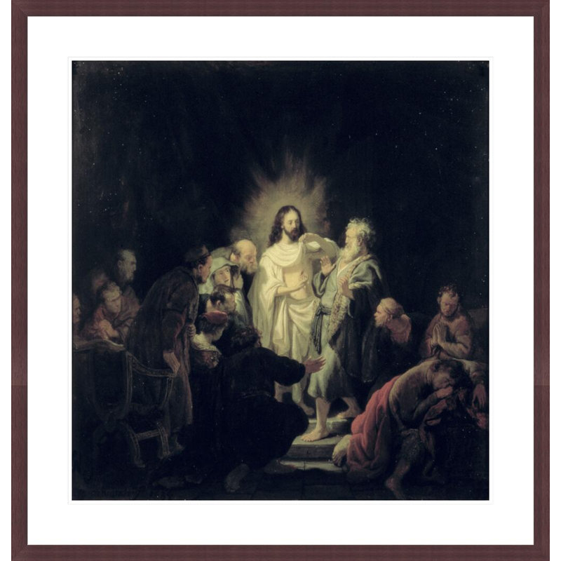 «The Incredulity of St. Thomas» par Rembrandt van Rijn - Reproduction giclée encadrée, H 34,91 po x l 33,5 po