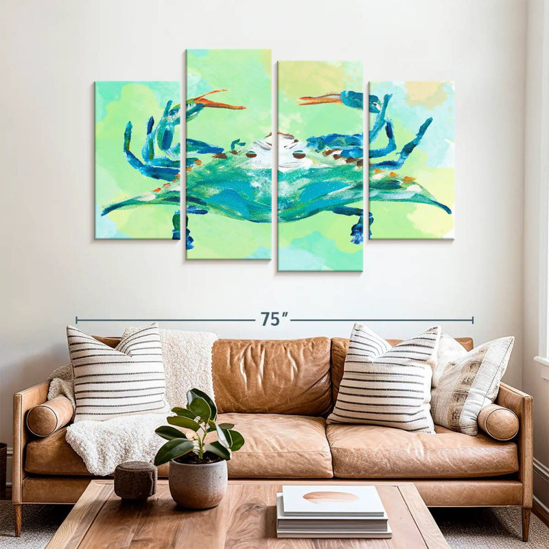 Brampt aquarelle créatures de la mer I, H 42 po x l 68 po