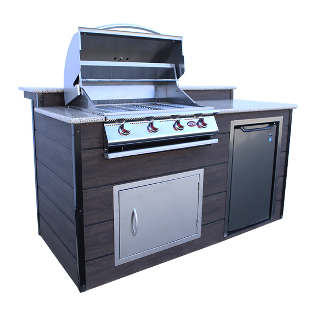 Cal Flame 73.5'' 4 BBQ Grill Island with 4 - Burner Grill Cal Flame