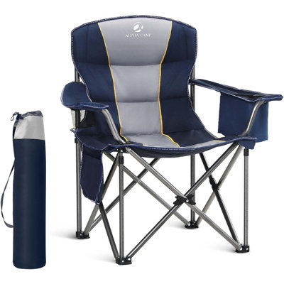 Folding Camping Chair Oversized Heavy Duty Padded Outdoor Chair With Cup Holder Storage And Cooler Bag,  Capacity, Thicken