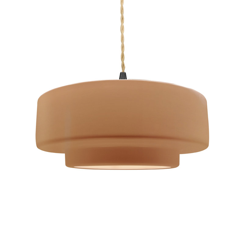 Luminaire suspendu à 1 lumière Meydan, H 5,25 po x l 14,5 po x P 14,5 po, Adobe / noir mat beige, Noir mat