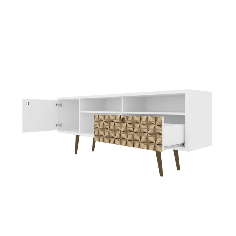 Darryl TV Stand, White/3D Brown Print
