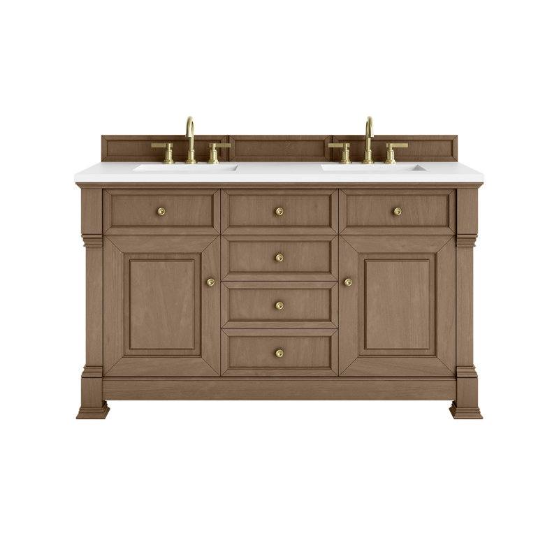 Brookfield 59.88'' W Double Bathroom Vanity Base, Pecan