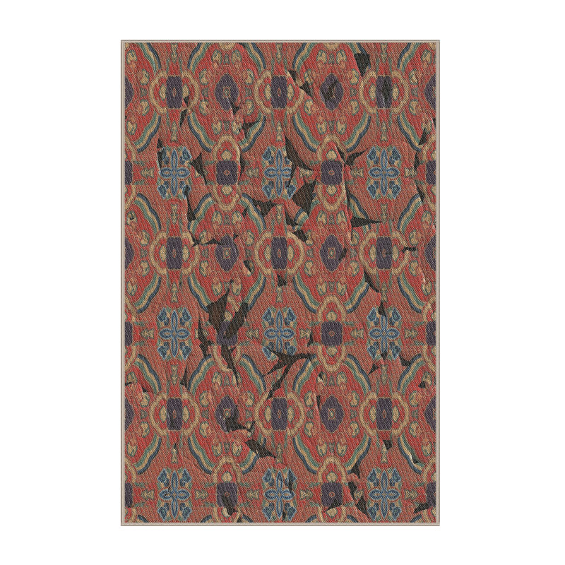 Tapis rouge/bleu/gris à motifs Archstone, Rectangle 4 pi x 6 pi