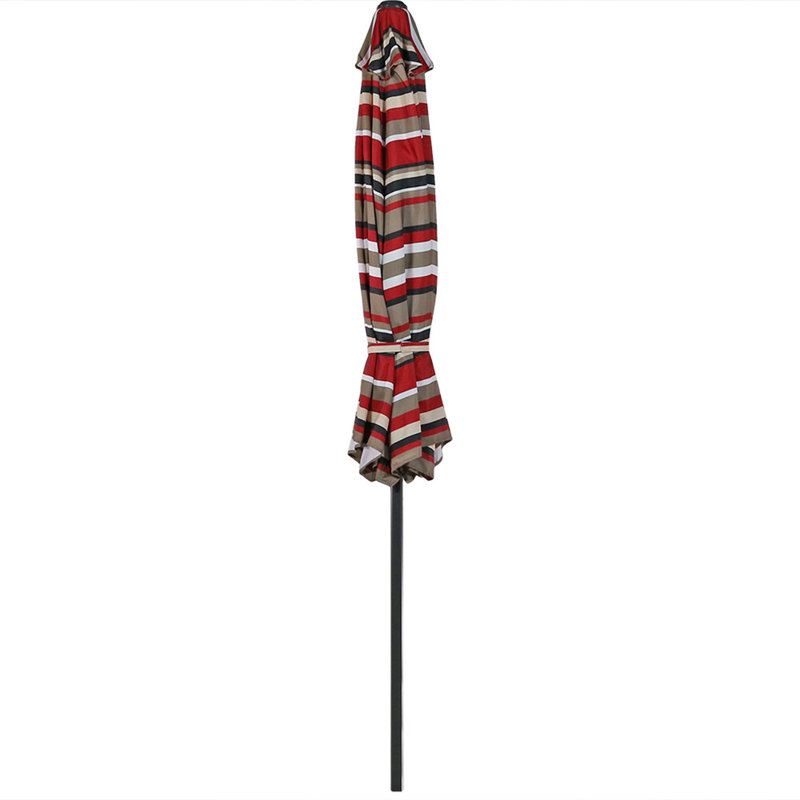 Parasol de marché octogone de 9 pi avec inclinaison par bouton-poussoir Haney ‑ rayures de plage Catalina