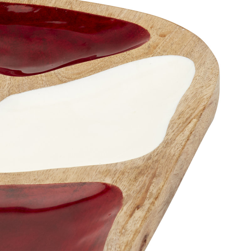 Vaisselle des Fêtes 11,9 "BOIS DE MANGUE AVEC CANNE DE NOEL EN émail
