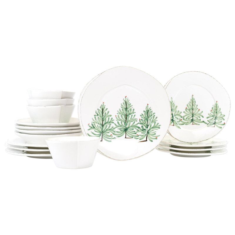 Lastra Holiday 16 Piece Handmade Stoneware Dinnerware Set - Service for 4