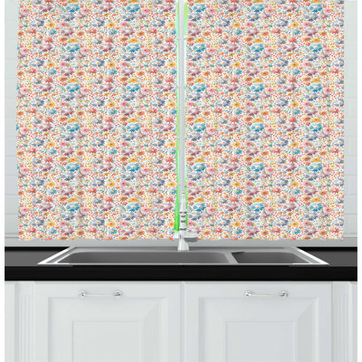 Pink/Orange/Blue Kitchen Curtain