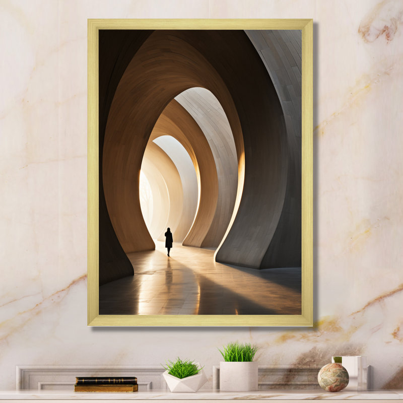 " Beige Tunnel Silent Symphony ", 40" H x 30" W x 1.5" D, Gold Single Picture Framed