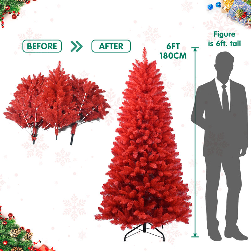 Arbre de Noël artificiel rouge, 6'