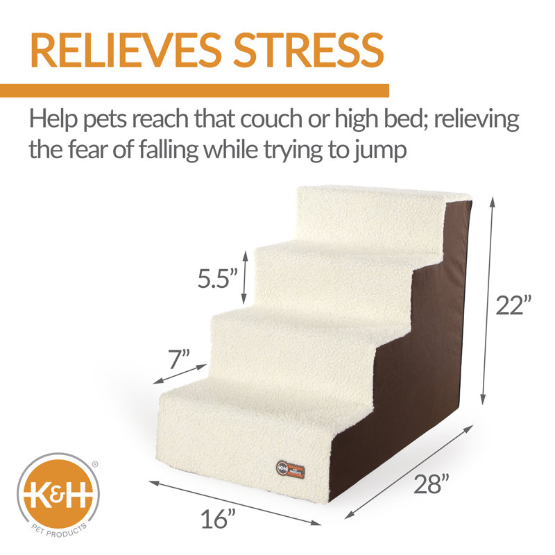 Chocolate and Fleece Collapsible 4-Step Pet Stairs