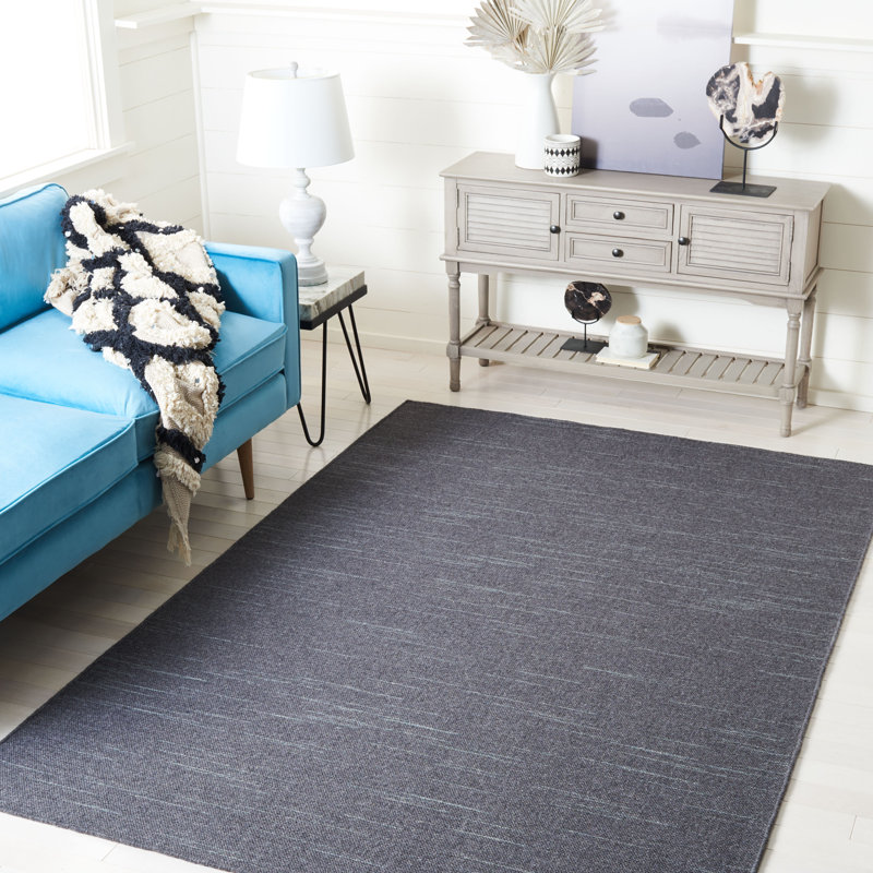 Tapis de couleur unie en laine tissé à la main Fitzpatrick, Rectangle de 5 pi x 8 pi
