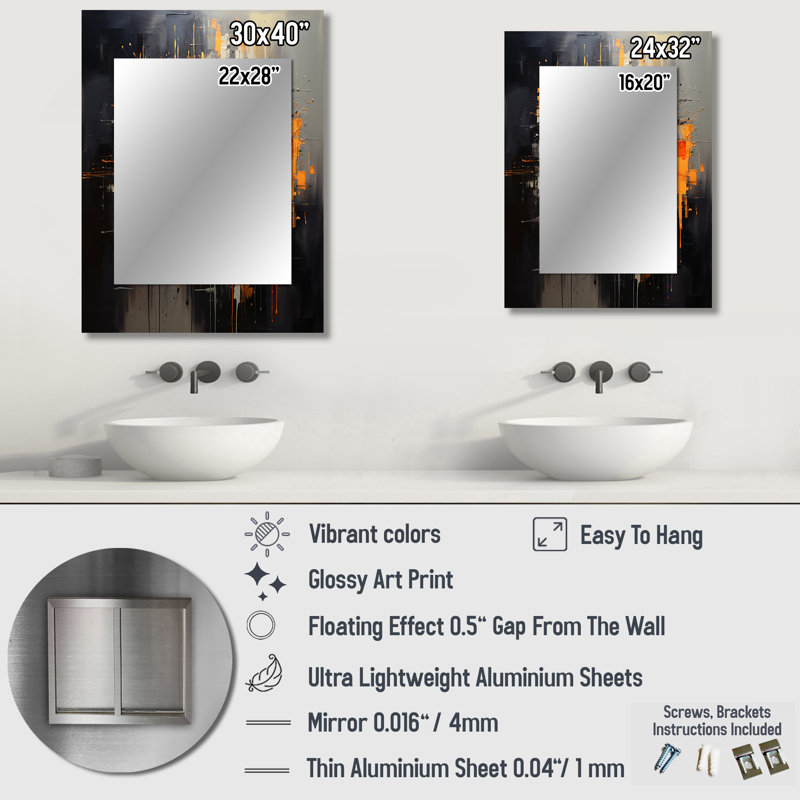 Gold and grey bitcoin Crypto Currency - Bitcoin Large Wall Mirror, Glam Unique Mirror, Printed Metal Art, 40" x 30"