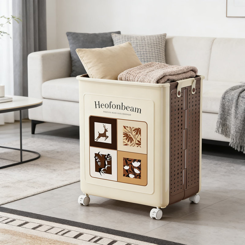 Foldable Laundry Hamper With Wheels For Home Use, Large Collapsible Storage Basket For Clothes, Toys, And Bathroom Organization