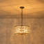 Luminaire suspendu tambour en cristal antique 4 lumières Bronze