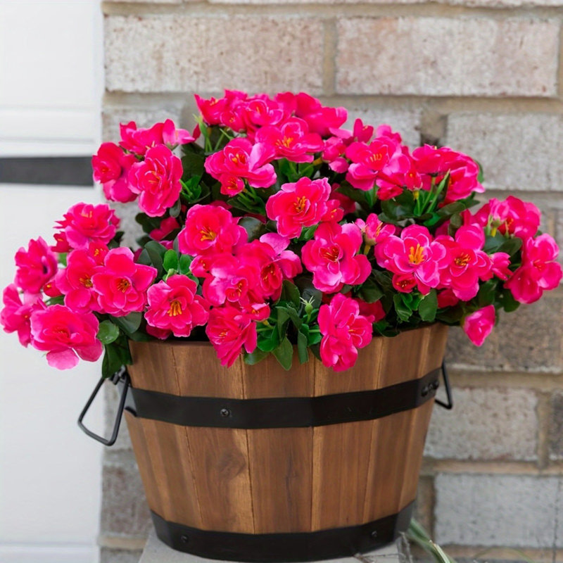 6 pièces rhododendron artificiel d'été décoratif, Rouge