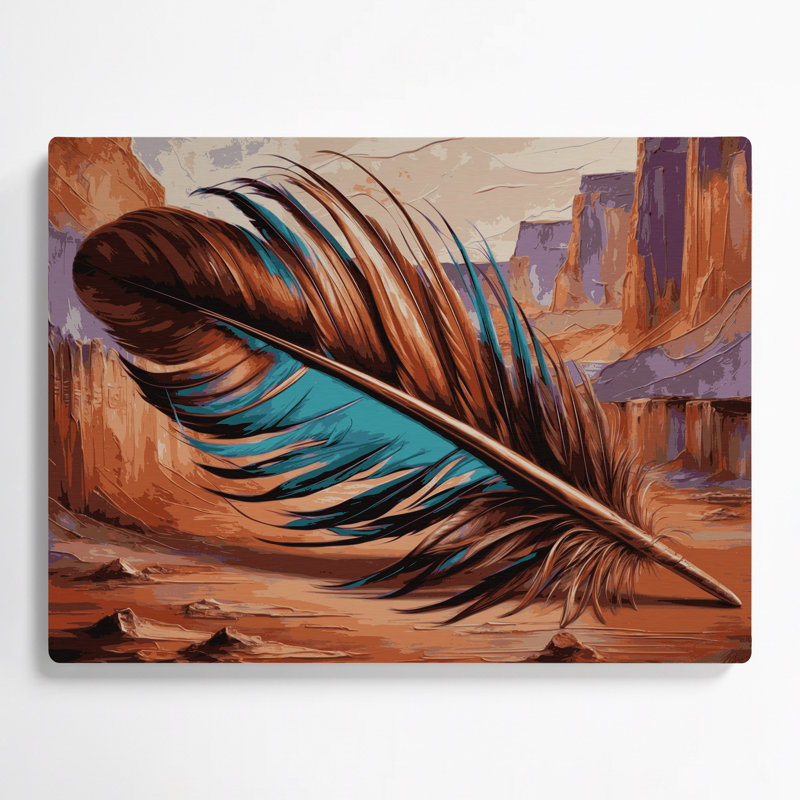 Art mural en métal brun du sud-ouest avec plumes de dinde 53, H 11 po x l 14 po