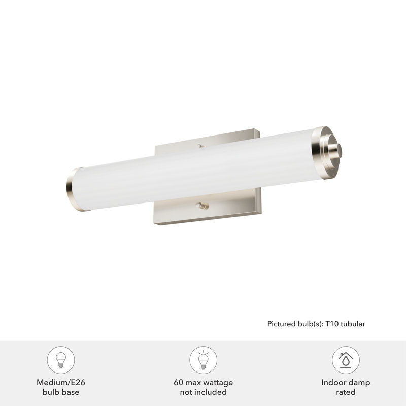 2 - Light Dimmable Vanity Light, 5" H x 18" W, Brushed Nickel