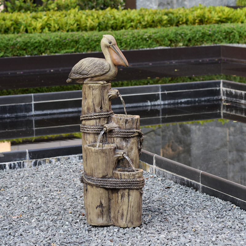 Cronan 4-Tier Outdoor Cascading Water Fountain with Pelican and Pier Post Design