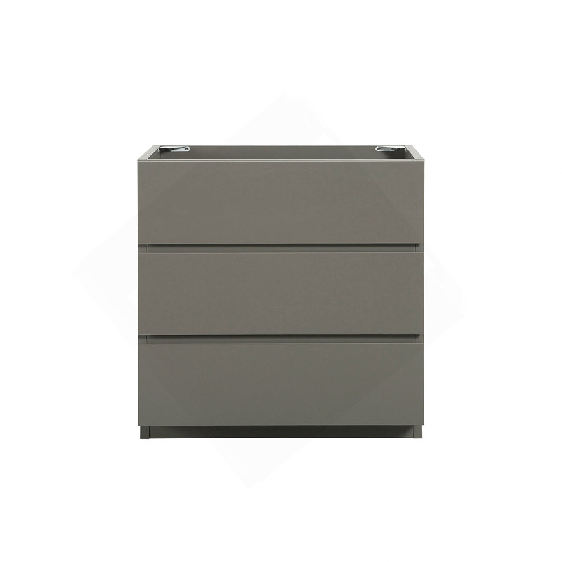 Armoire de plancher SANS lavabo, couleur grise, avec trois tiroirs