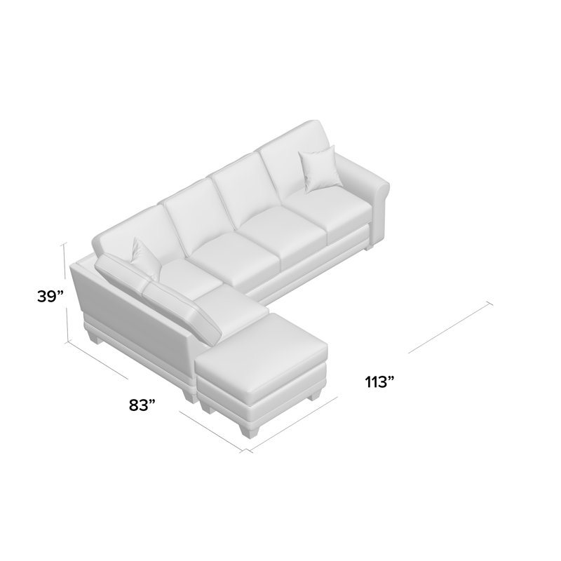 Canapé modulaire faisant face à la gauche de 113 po Angelike, Gris Jitterbug