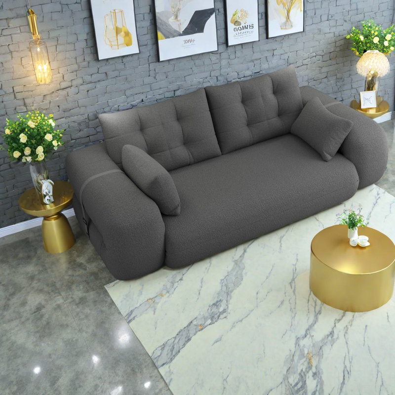 Compression Multifunctional Sofas, Teddy Fabric Modern Home Sleeper