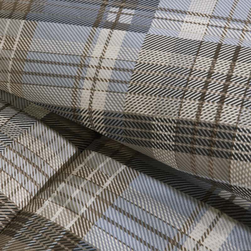 Rustic Brown and Blue Plaid Down Alternative Comforter Set