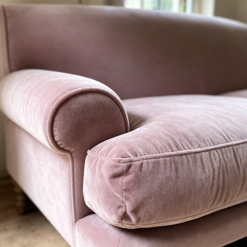 Canapé moderne simple en tissu d'ameublement en suède, Suède mauve, Brun