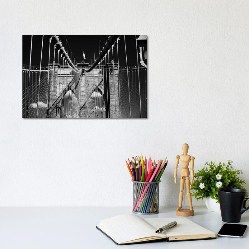 Brooklyn Bridge Impression by George Oze - Wrapped Canvas Print, 20.32 cm H x 30.48 cm W