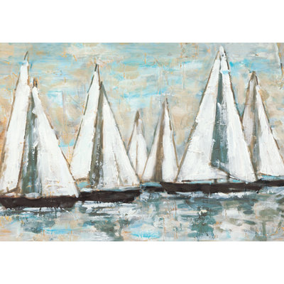 Painterly Sailboats 1 Piece Wrapped Canvas Painting