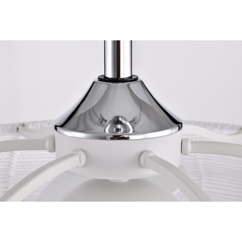 Akasha 28" Gloss White Rattan Rope Ceiling Fan Chandelier with Remote