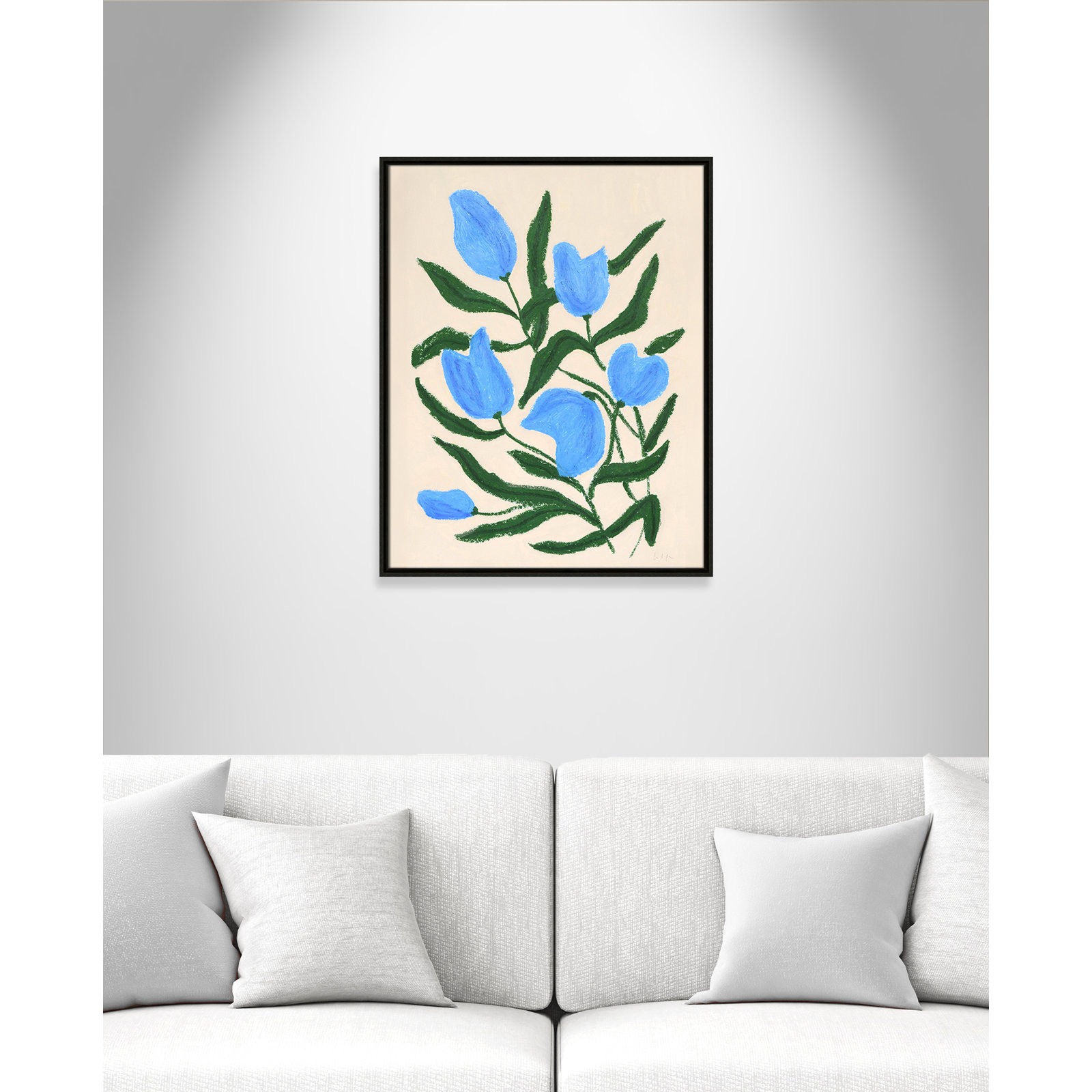 Colette "Blue Tulips" Print by Camilla Bergqvist, 29.5" H x 23.5" W, Espresso