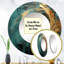 Sarepta Golden Emerald Surge - grand miroir à spirales abstraites, miroir mural décoratif rond moderne, impression d'art en métal-714009576