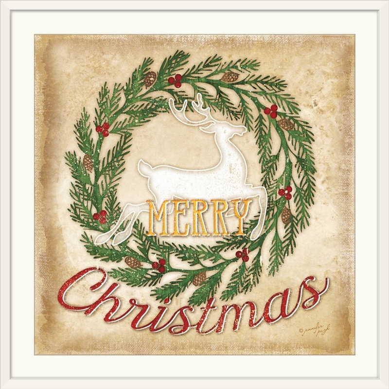 Thuc «Merry Christmas» par Jennifer Pugh, impression, Cadre blanc, H 38 po x l 38 po x P 1 po