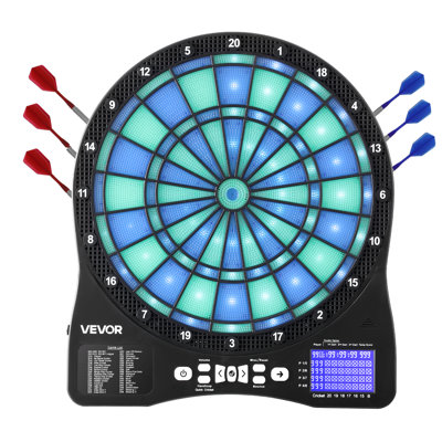 Jeu de fléchettes électronique, cible de jeu de fléchettes éclairée par DEL avec 48 jeux et plus de 500 variations, comprend 6 fléchettes avec volées et 50 pointes souples, écran ACL de cricket - peut supporter jusqu'à 8 joueurs