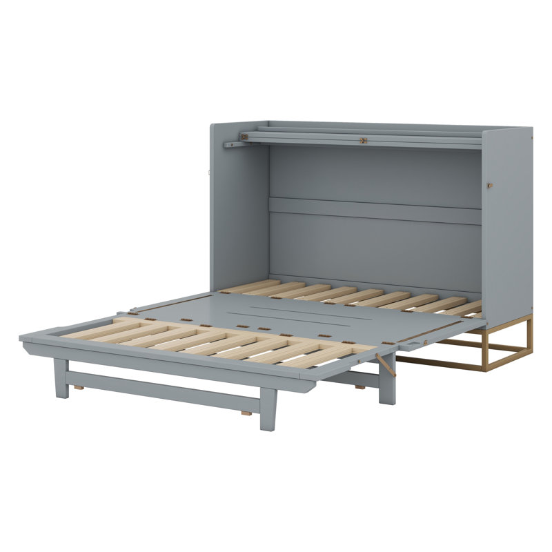 Lit escamotable avec pieds en fer, design moderne, Gris