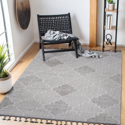 Tapis intérieur / extérieur blanc / gris / treillis 8 x 10 LOOM & LUXE Collection
