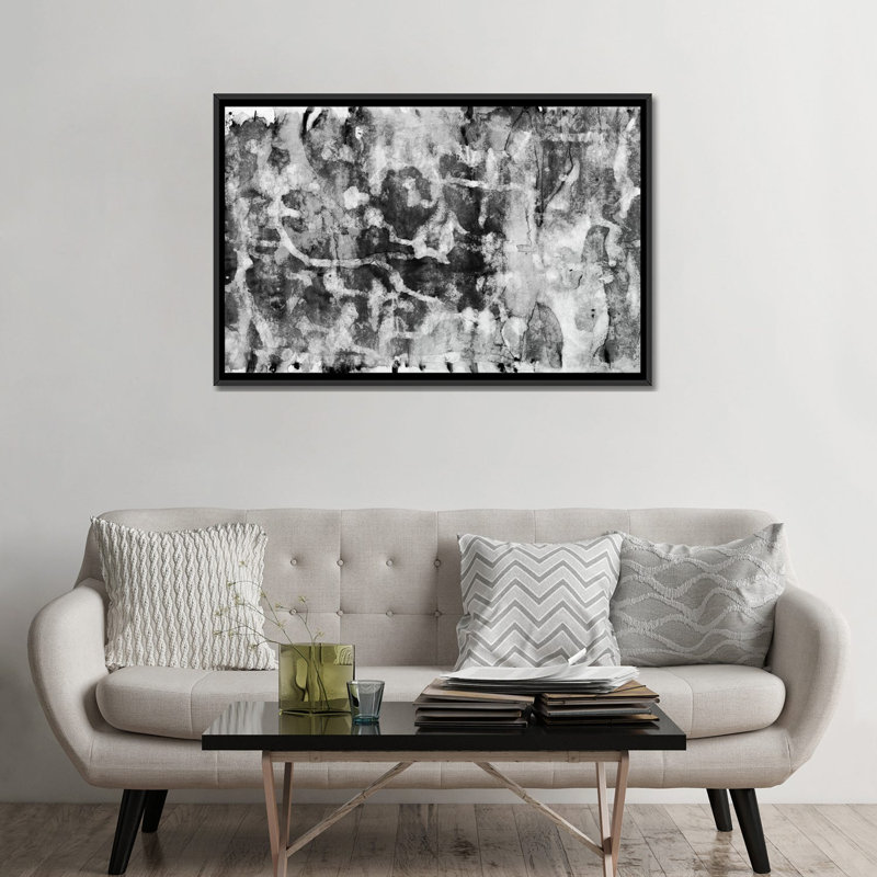 «Black and White Abstract VI», impression sur toile, H 18 po x l 26 po x P 1,5 po, Pas de tapis, Toile encadrée noire