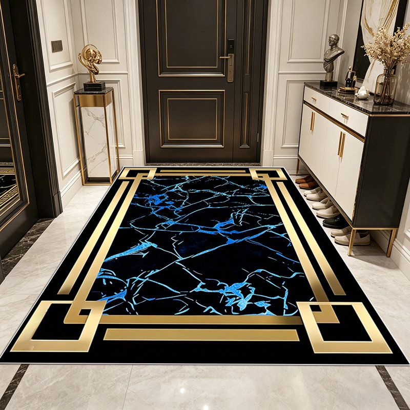 Light luxury art texture living room carpet, modern geometric frame design bedroom carpet, household soft decoration carpet