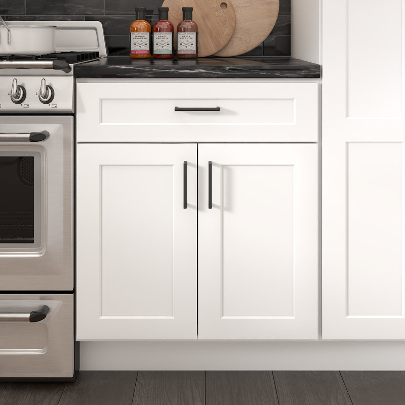 Armoire de cuisine à 2 tiroirs Furinno, prête à assembler, 24 po x l 27 po x H 34,5 po, blanc, 27"