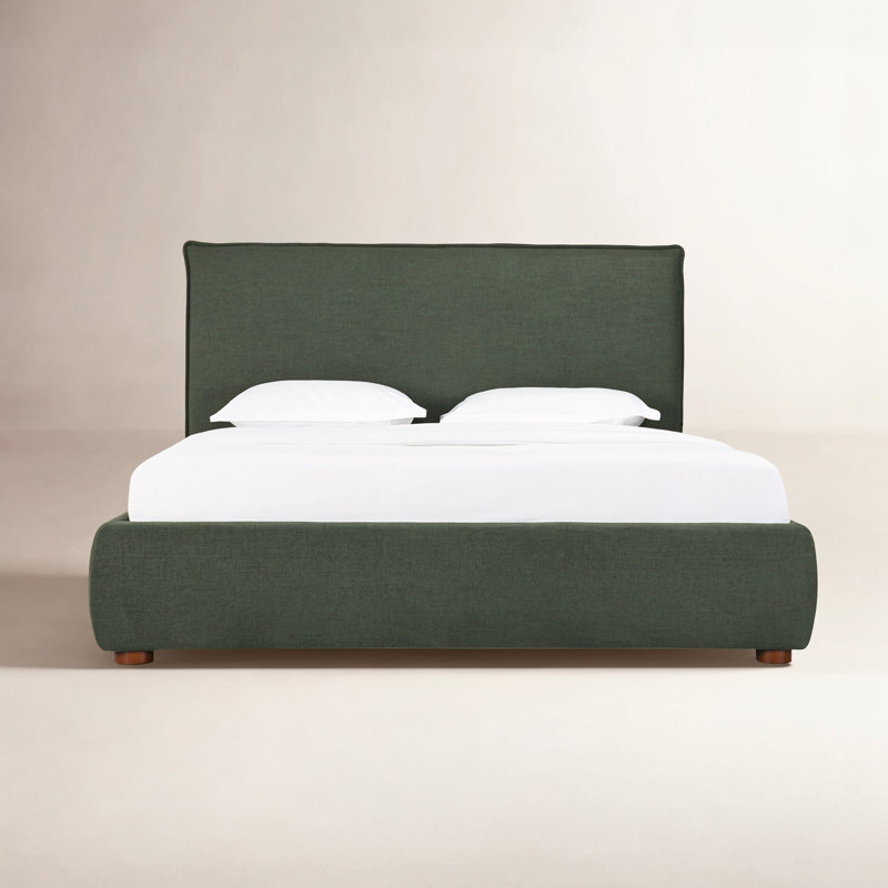 Timothy Upholstered Low Profile Platform Bed, King, Wheat Basketweave, 45.5
