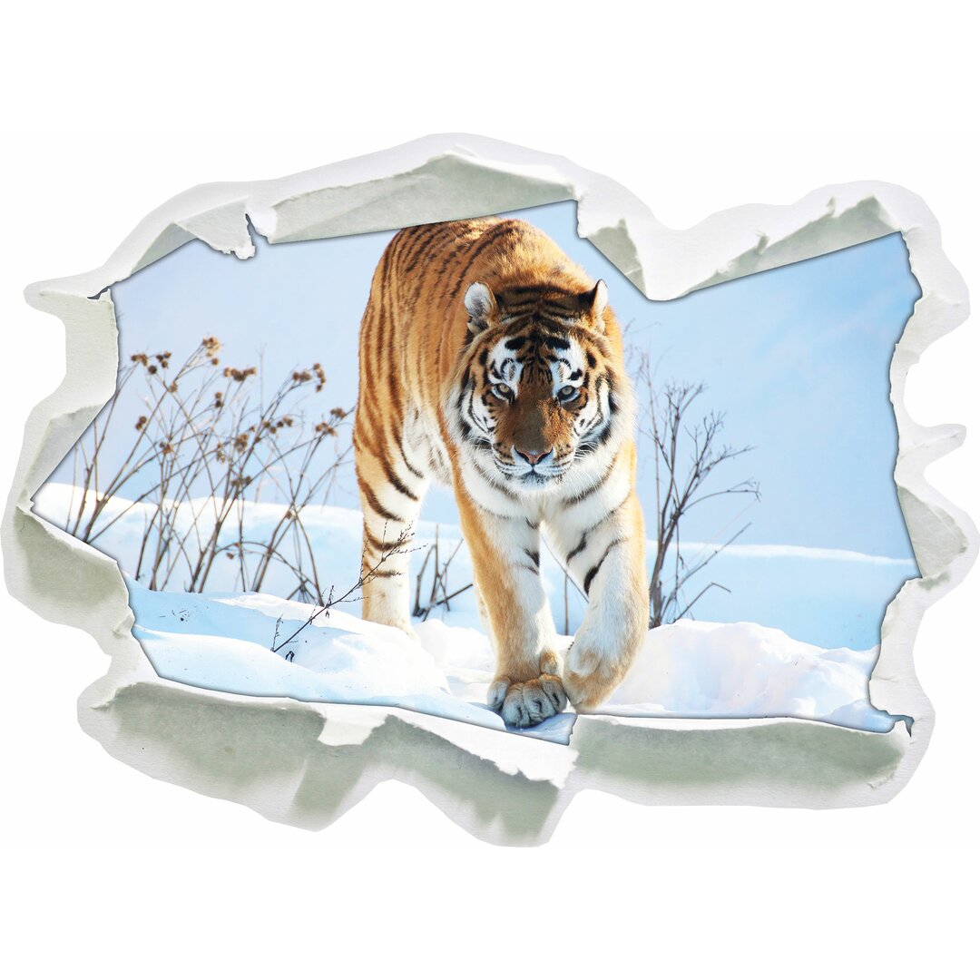 Tiger auf Schnee Wandaufkleber