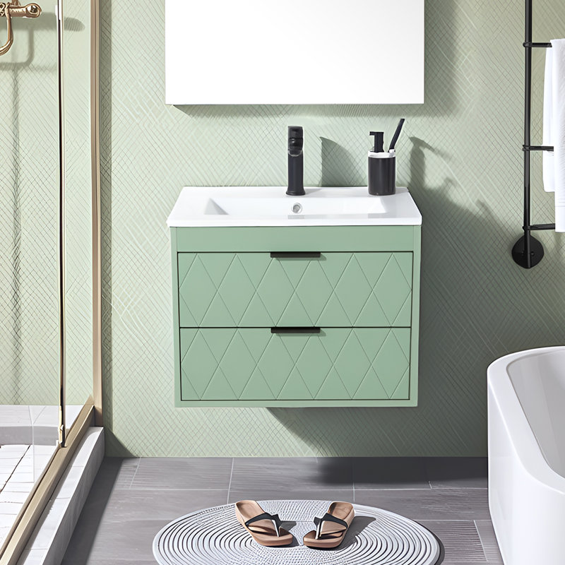 Meuble-lavabo simple mural 24 po avec plateau en céramique