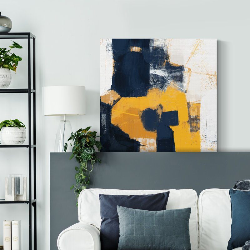 «Navy & Gold II», reproduction sur toile tendue, H 16 po x l 16 po x P 1 po