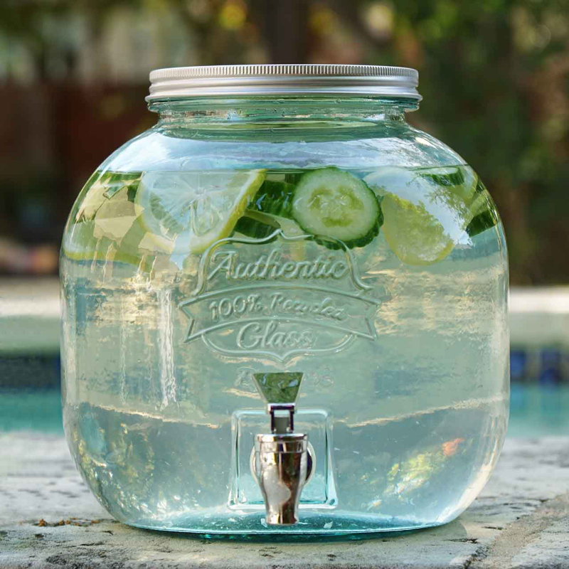 Ginnia 1.6 Gal. Authentic Recycled Glass Beverage Dispenser, 1.6 Gallons
