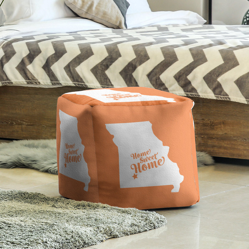 Upholstered Ottoman, Orange